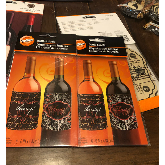 NWT MARTHA STEWART Holidays Halloween Party Wine Bottle Adhesive Decor 48 Labels - Picture 7 of 10